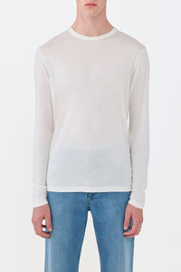 Owen Long Sleeve T-Shirt in Ivory Cashmere Jersey