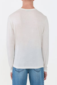 Owen Long Sleeve T-Shirt in Ivory Cashmere Jersey
