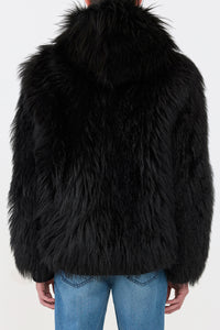 Tom Hoody Jacket in Black Cashmere Shearling