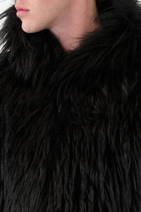 Tom Hoody Jacket in Black Cashmere Shearling