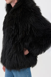 Tom Hoody Jacket in Black Cashmere Shearling