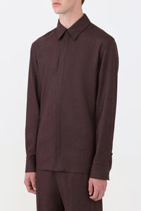 Abbe Shirt in Burnt Sienna Wool Cashmere Flannel