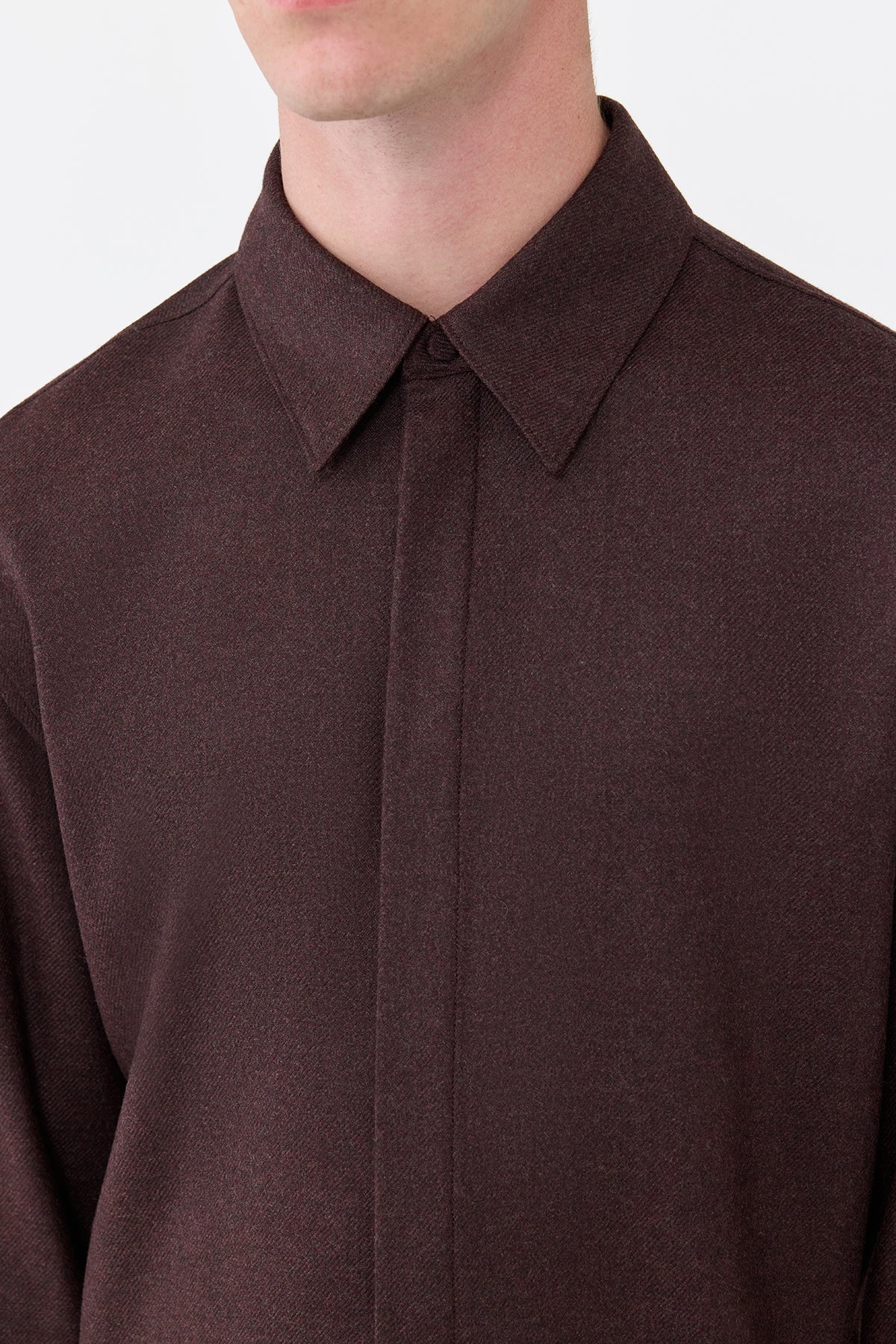 Abbe Shirt in Burnt Sienna Wool Cashmere Flannel