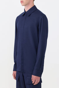 Abbe Shirt in Navy Wool Cashmere Flannel