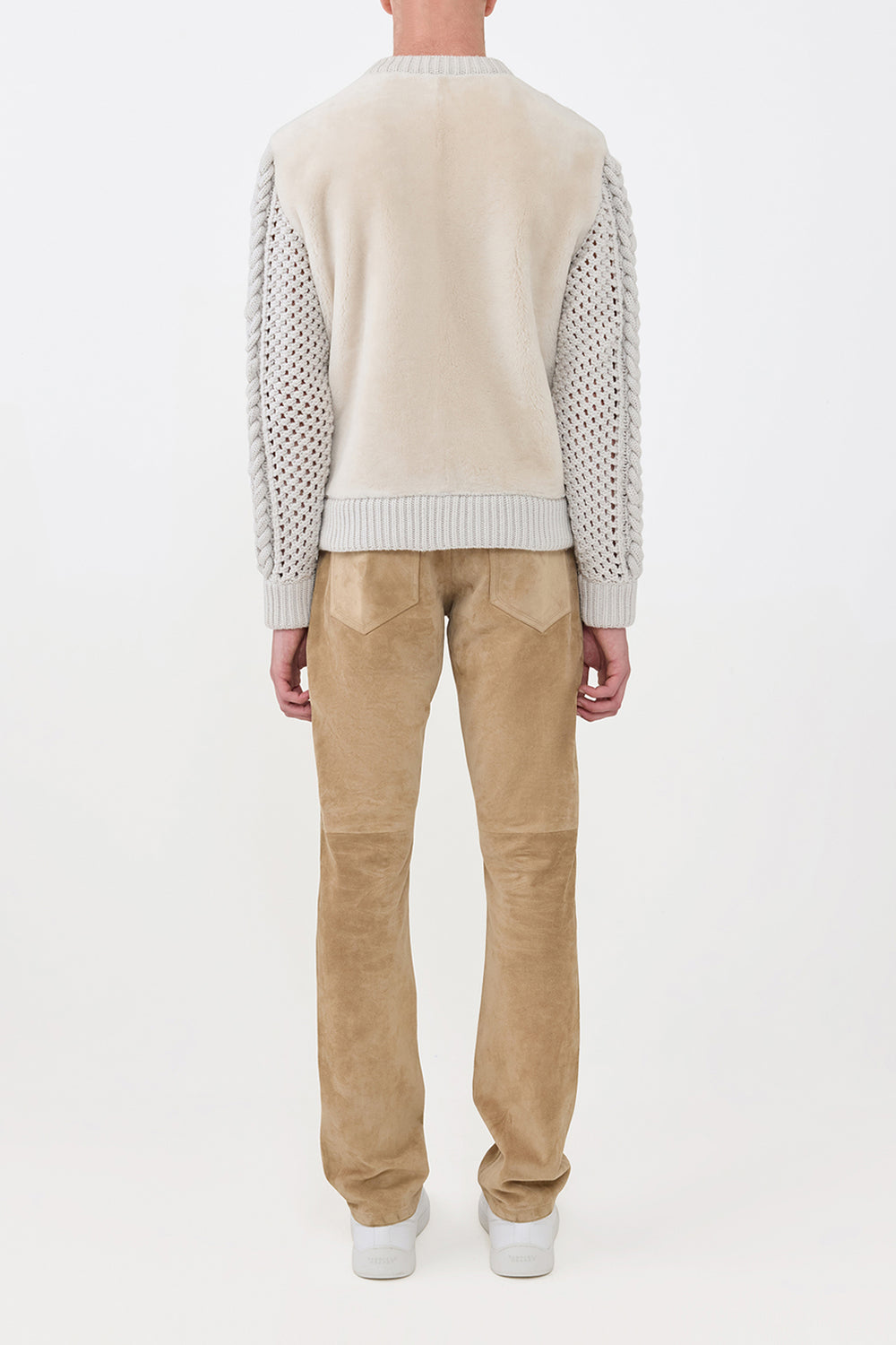 Talus Knit Pullover in Ivory Cashmere & Shearling