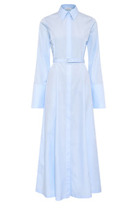 Carmina Maxi Shirtdress in Light Blue Sea Island Cotton