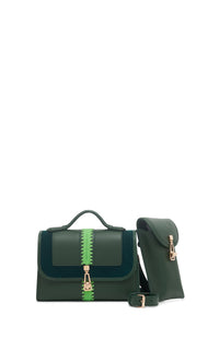 Small Leonora Flap Bag in English Green Nappa Leather