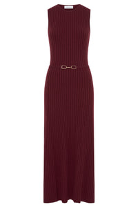 Meier Knit Midi Dress in Bordeaux Merino Wool Cashmere