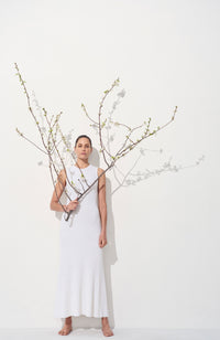 Meier Knit Midi Dress in Ivory Merino Wool Cashmere