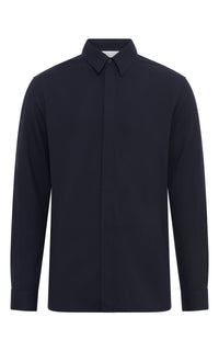 Nicolas Shirt in Dark Navy Virgin Wool