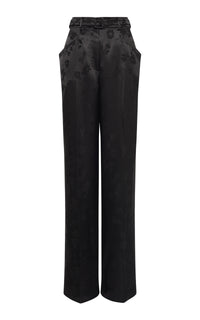 Norman Pant in Black Embroidered Silk