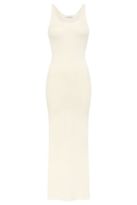 Nyra Knit Maxi Dress in Off White Mulberry Silk