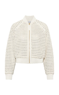 Odin Bomber Jacket in White Woven Leather