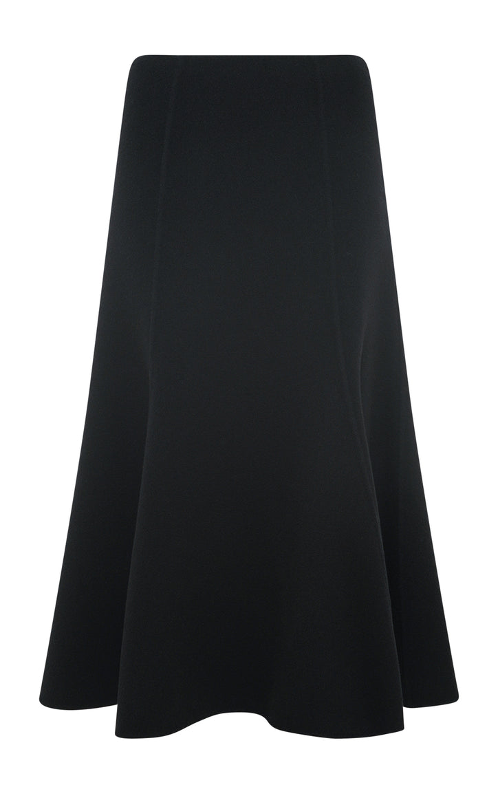 Patterson Midi Skirt in Black Double-Face Recycled Cashmere