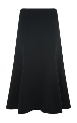 Patterson Midi Skirt in Black Double-Face Recycled Cashmere