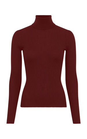Peppe Knit Turtleneck in Burnt Sienna Cashmere Silk