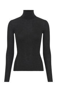 Peppe Knit Turtleneck in Charcoal Cashmere Silk