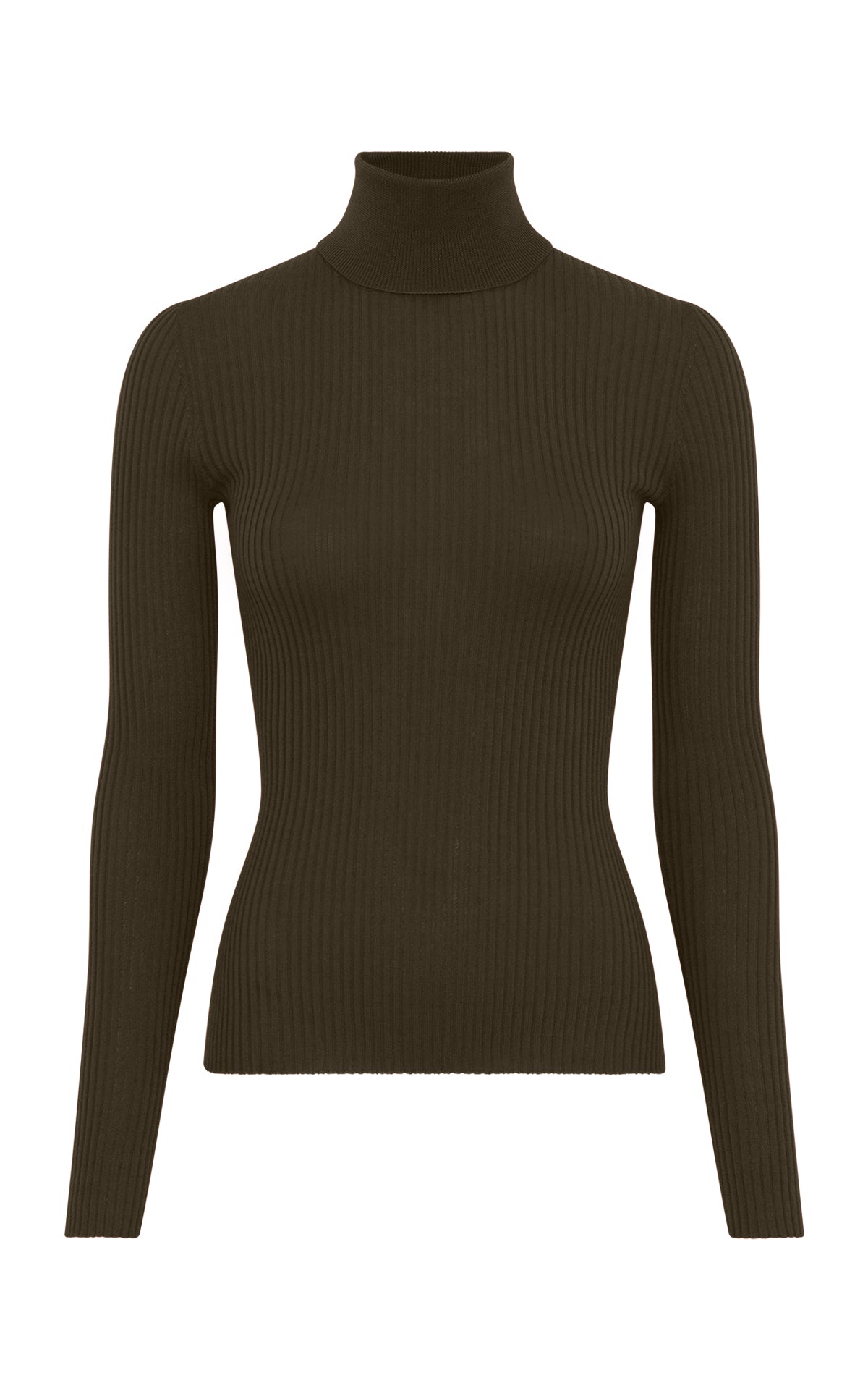Peppe Knit Turtleneck in Olive Cashmere Silk