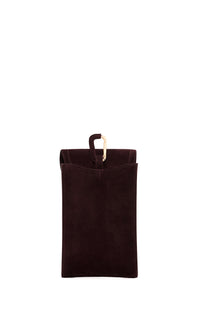 Sunglasses Pouch in Dark Brown Suede