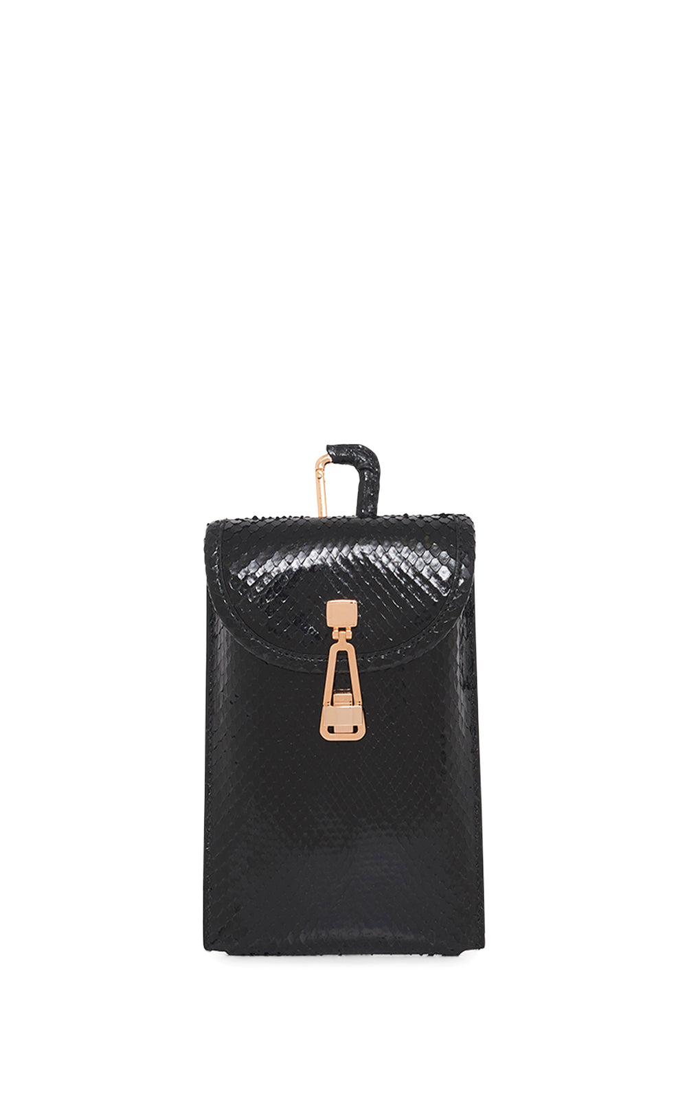 Small Leonora Flap Bag in Black Snakeskin with Sunglasses Pouch