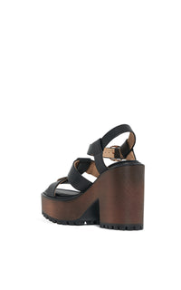 Hera Platform Sandal in Black Leather