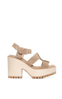 Hera Platform Sandal in Sand Suede