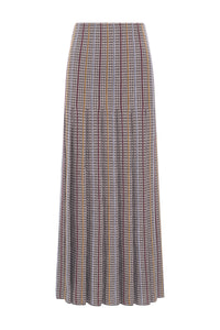 Prism Knit Skirt in Camel Multi Wool Silk Cashmere Houndstooth
