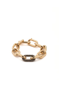 Pave Link Bracelet in 18K Yellow Gold & Black Diamonds (Classic Links)