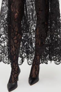 Luma Slip Midi Dress in Black Silk Organza Lace