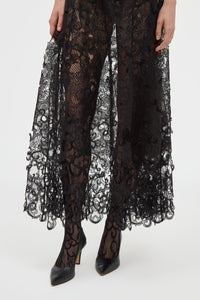 Luma Slip Midi Dress in Black Silk Organza Lace
