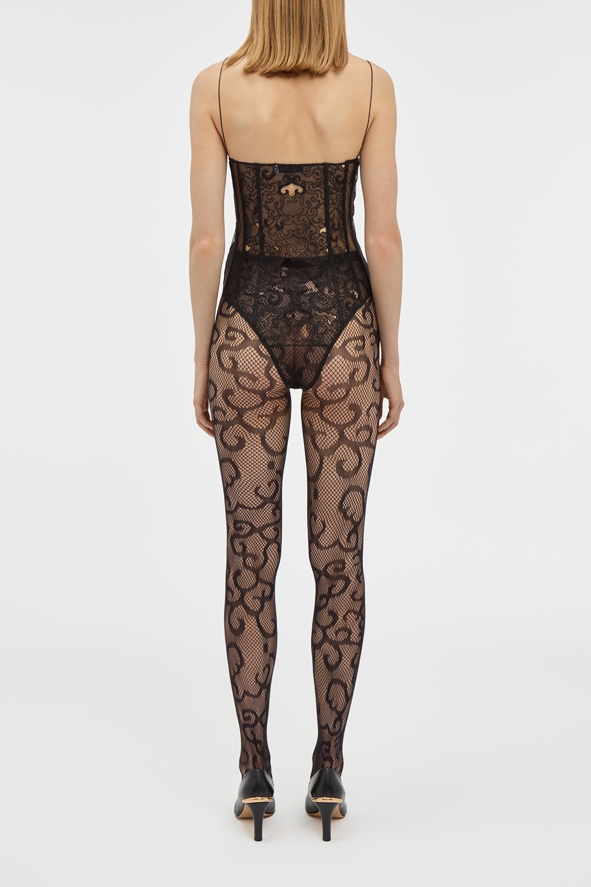 Bellarose Bodysuit in Black Silk Organza Lace
