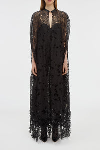 Tarah Cape in Black Silk Organza Lace