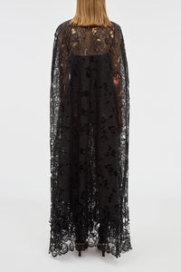 Tarah Cape in Black Silk Organza Lace