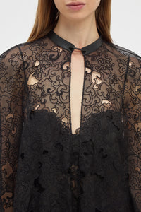 Tarah Cape in Black Silk Organza Lace