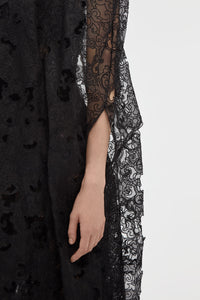 Tarah Cape in Black Silk Organza Lace