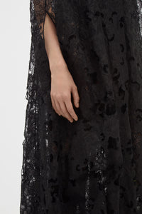 Tarah Cape in Black Silk Organza Lace