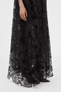 Tarah Cape in Black Silk Organza Lace