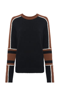 Finnian Knit Moto Sweater in Cognac & Black Cashmere