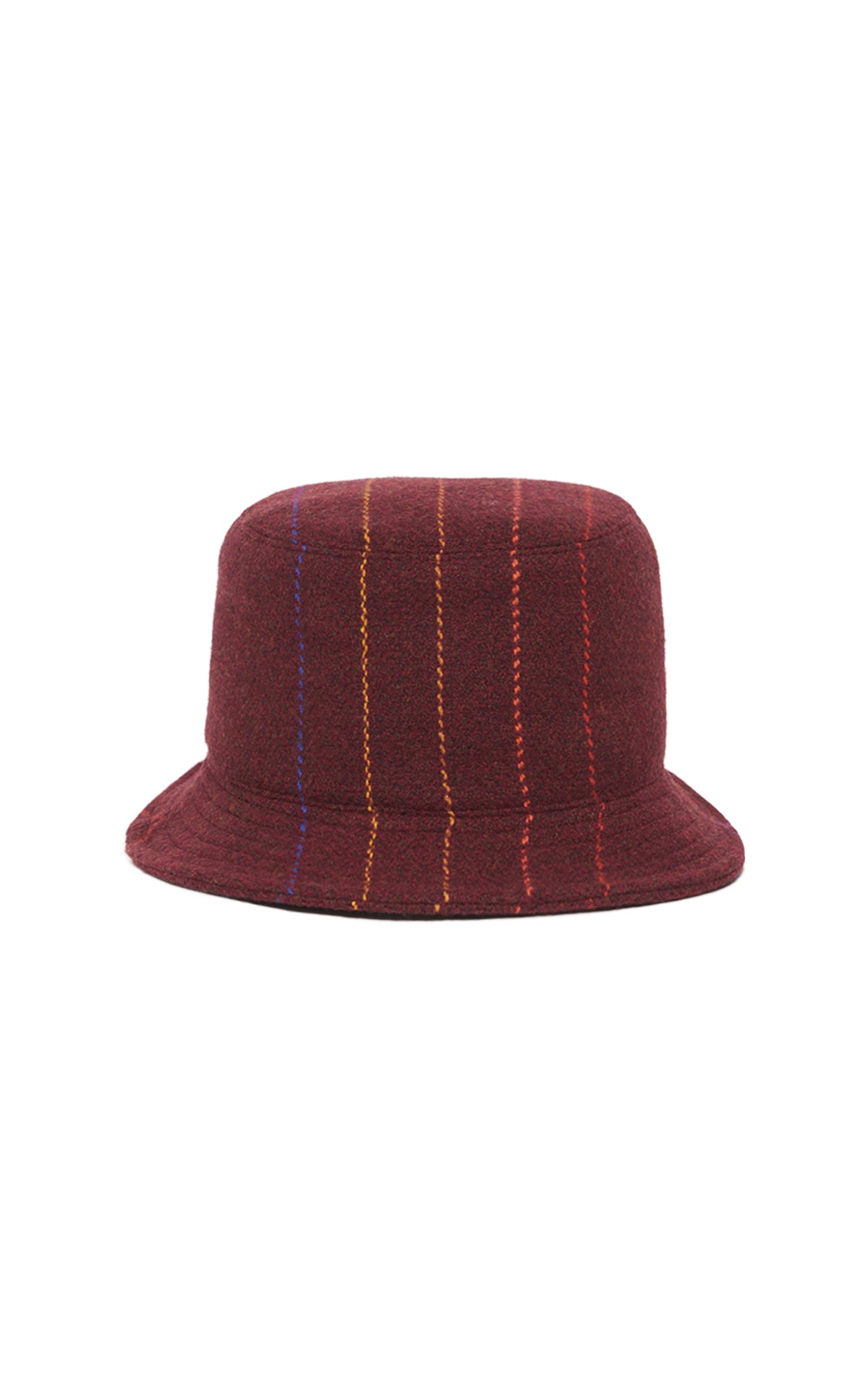 Kiran Bucket Hat in Burnt Sienna Multi Pinstripe Wool Cashmere