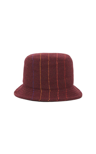 Kiran Bucket Hat in Burnt Sienna Multi Pinstripe Wool