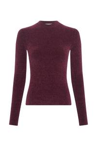 Regent Knit Crewneck Sweater in Plum Silk