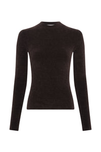 Regent Knit Crewneck Sweater in Chocolate Silk