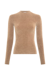 Regent Knit Crewneck Sweater in Camel Silk