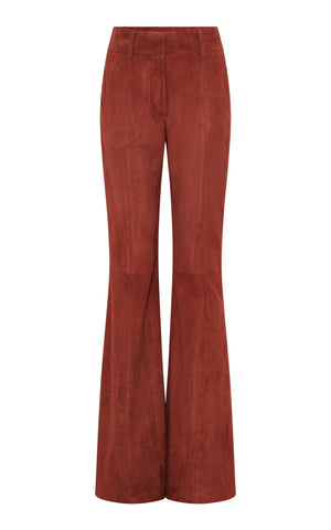 Rhein Flare Pant in Burnt Sienna Suede