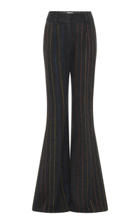 Rhein Flare Pant in Charcoal Multi Pinstripe Wool Cashmere