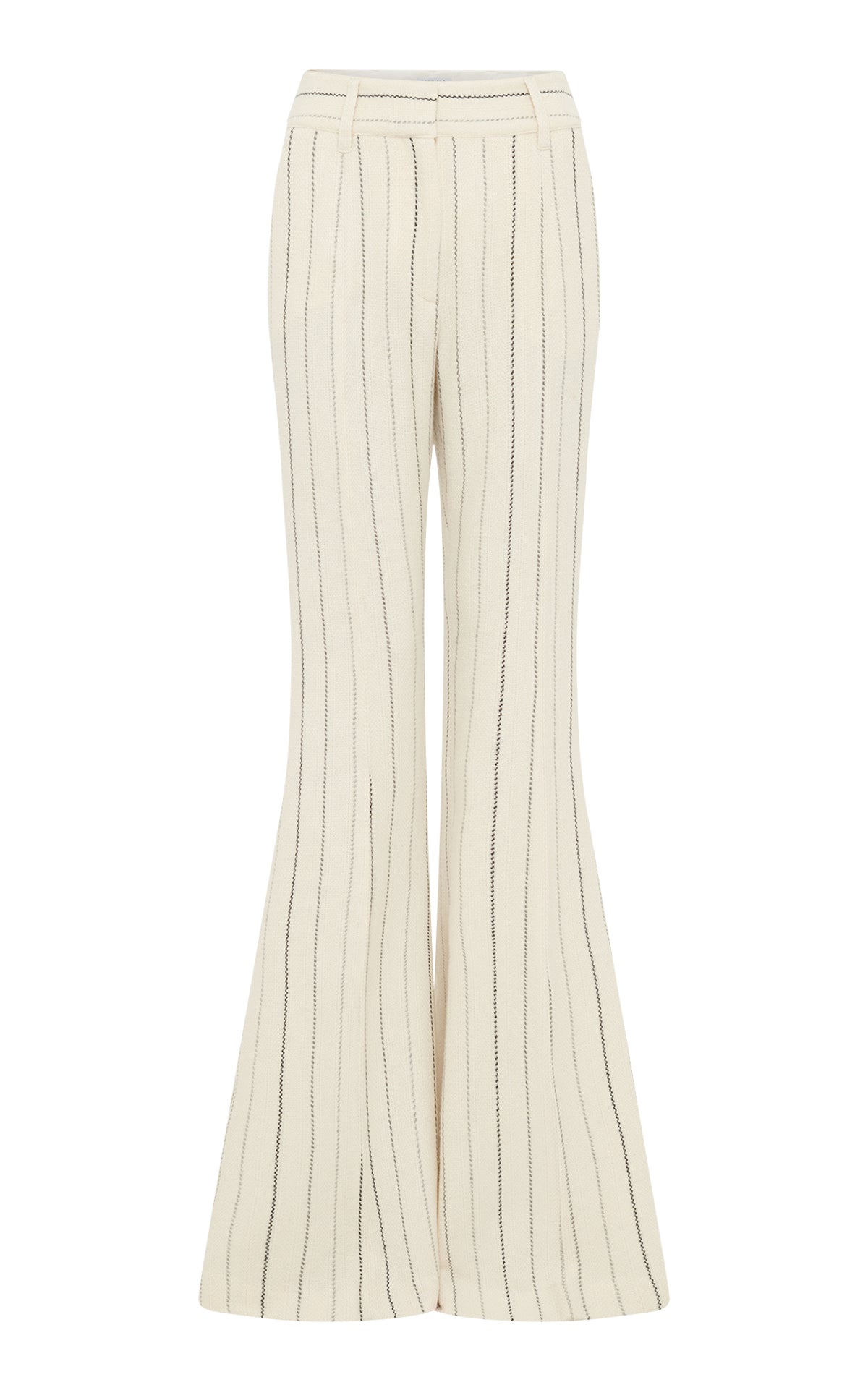 Rhein Flare Pant in Ivory Multi Pinstripe Wool Cashmere