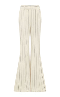 Rhein Flare Pant in Ivory Multi Pinstripe Wool Cashmere
