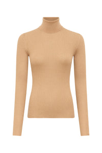 Peppe Knit Turtleneck Sweater in Camel Cashmere
