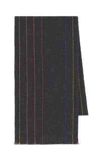 Fokestone Scarf in Charcoal Multi Pinstripe Wool Cashmere