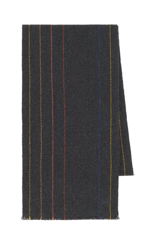 Fokestone Scarf in Charcoal Multi Pinstripe Wool Cashmere